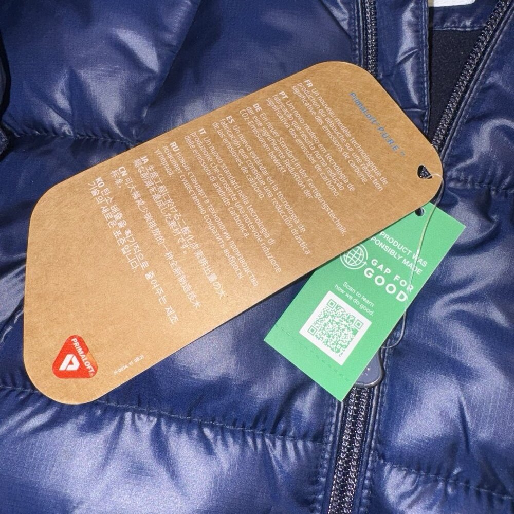 Baby Gap 18-24 Months Hooded Primaloft Warm Winter Coat Lined NEW Navy Blue - Picture 3 of 5